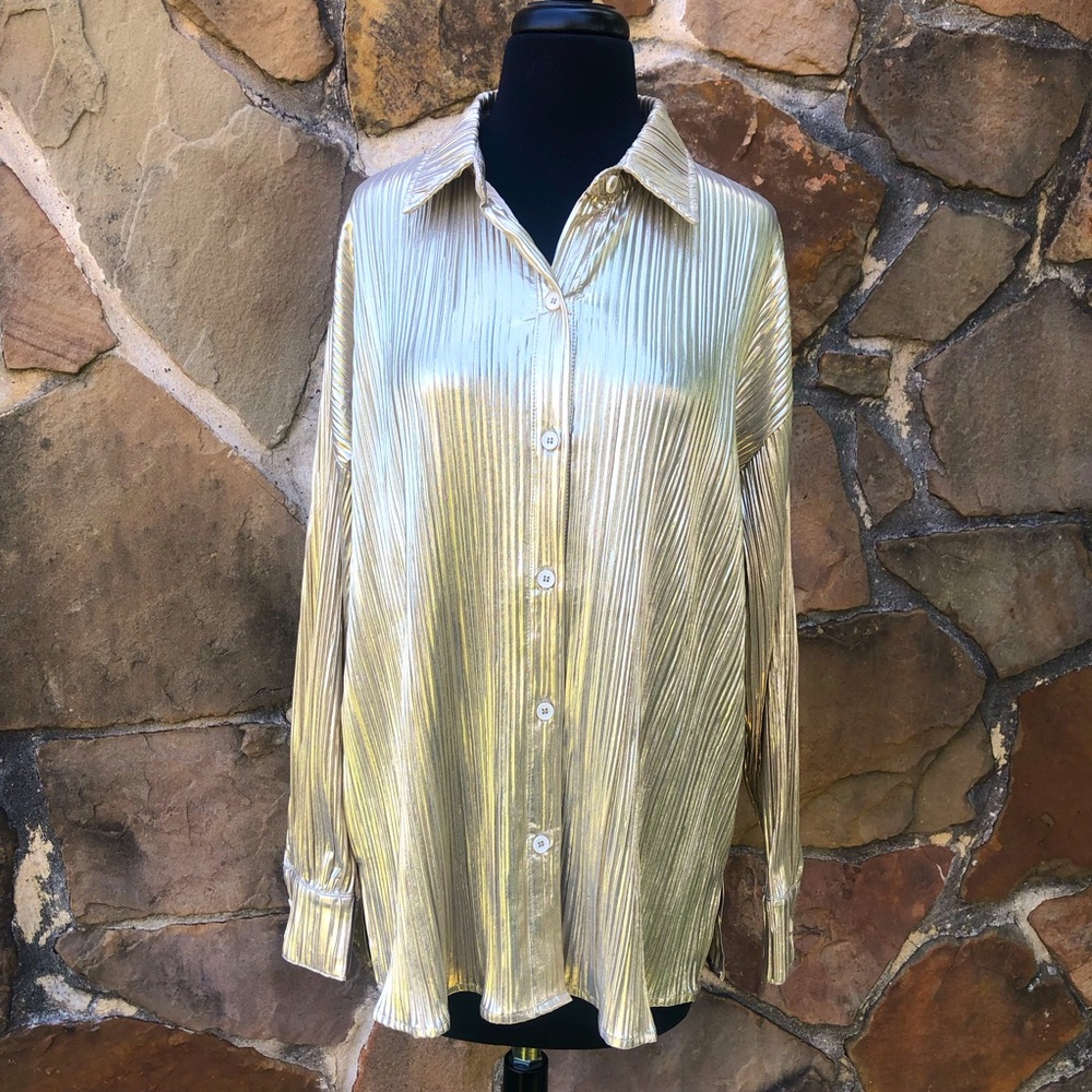 Metallic Pleated Shirt